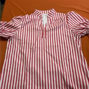 SHEIN Red and White Striped Blouse